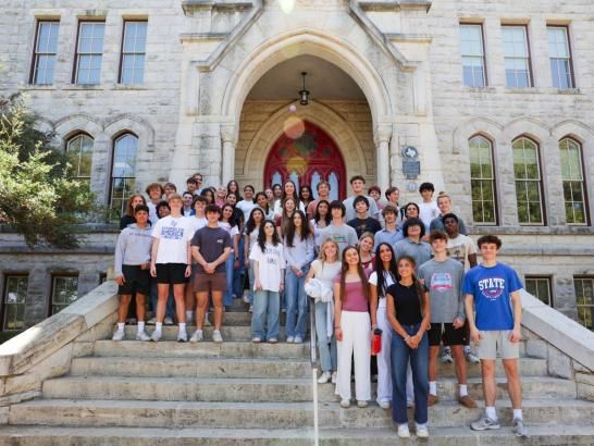 HS Students on the Main Building SEU stairs
