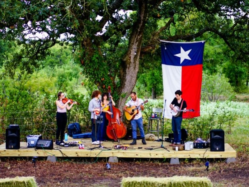 Band playing outdoors.