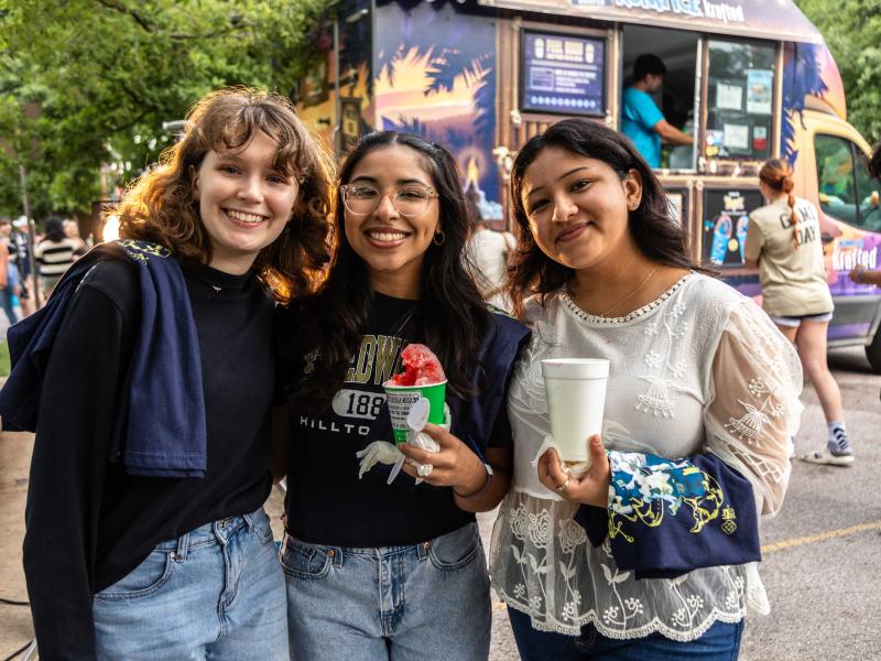 Students posing with sno cones at Hillfest