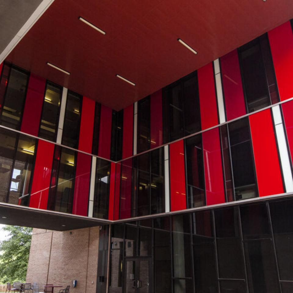 View of Lady Bird Johnson Hall, designed by Alejandro Aravena who was awarded the Pritzker Prize for this work