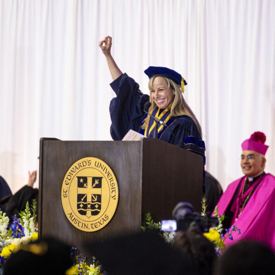 Montserrat Fuentes celebrates becoming the 24th president of St. Edward’s University