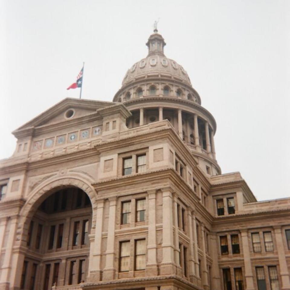 The exterior of the Texas State Capitol.