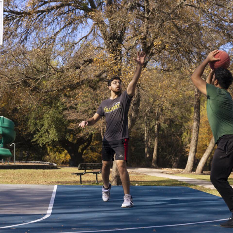 Sabur Khan playing basketball