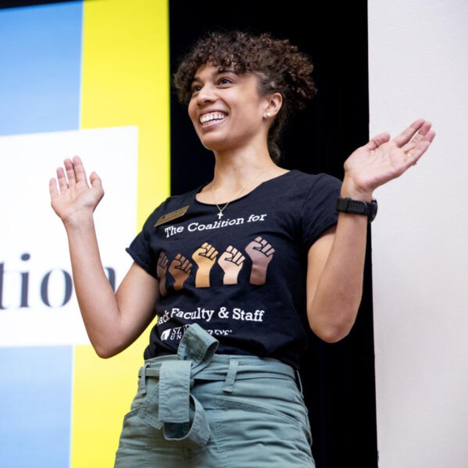 Assistant Director of Admission at St. Edward's Aneasha Lawrence celebrates the Black Student Graduation Celebration.