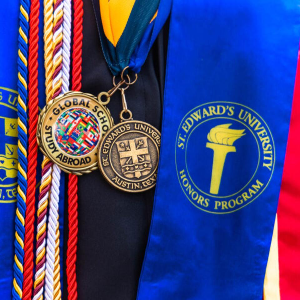 Photograph of Honors Program graduation stoles.