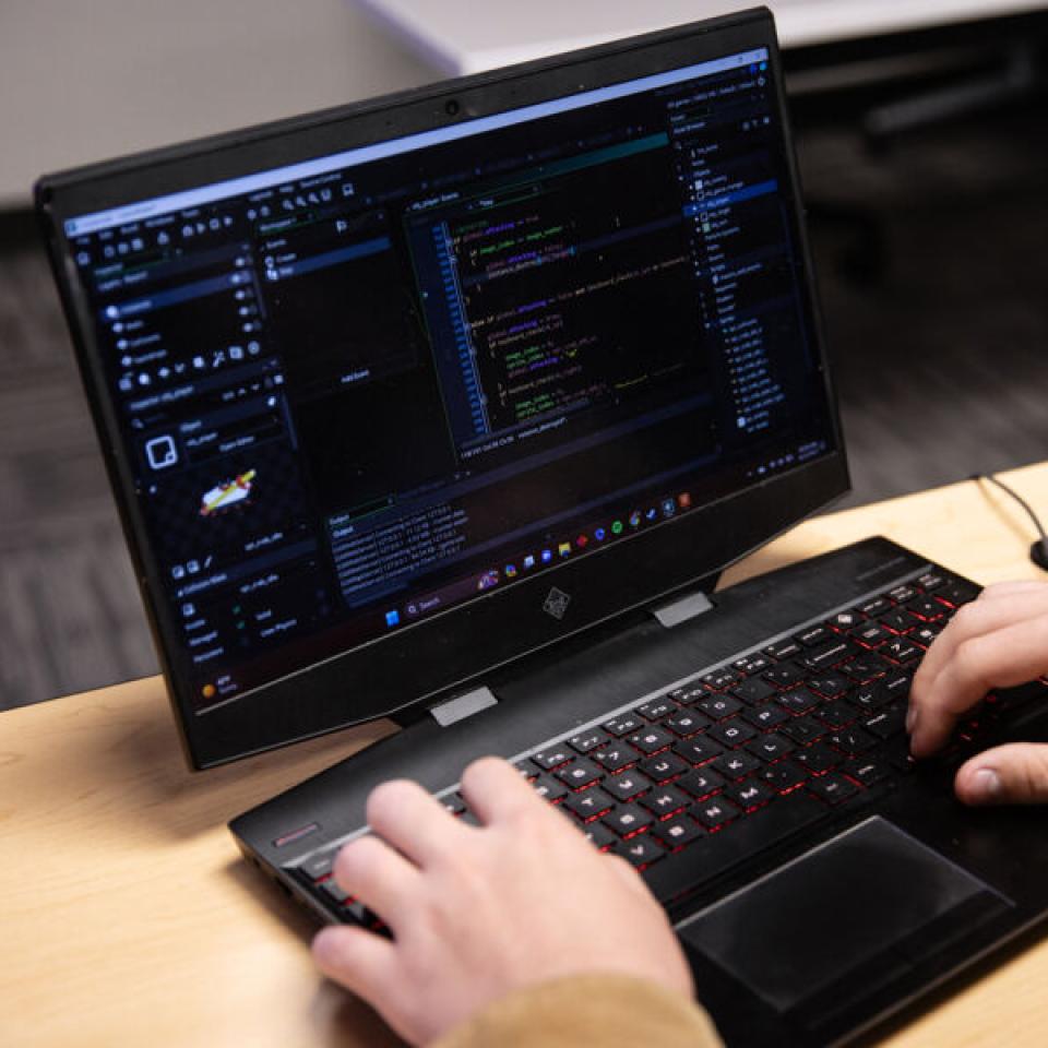 Laptop display showcasing coding examples for software development.