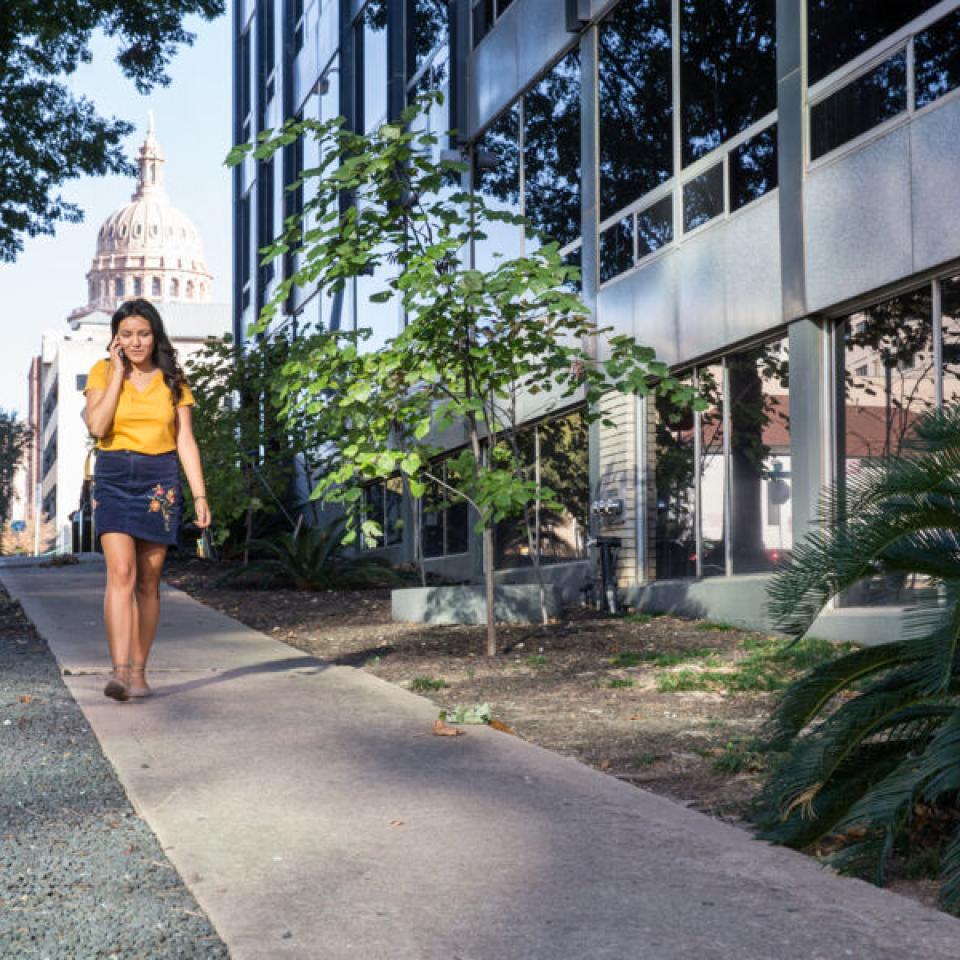 Johavana Avila walking from her internship the Capitol