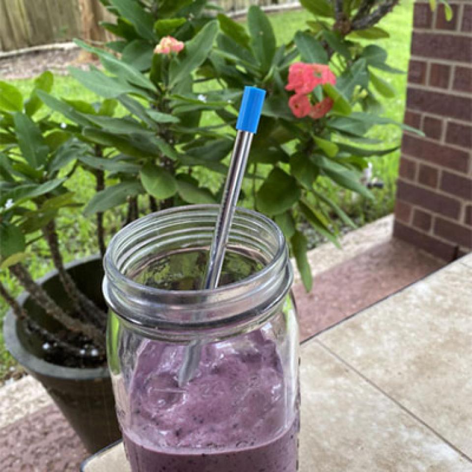 A smoothie on the patio