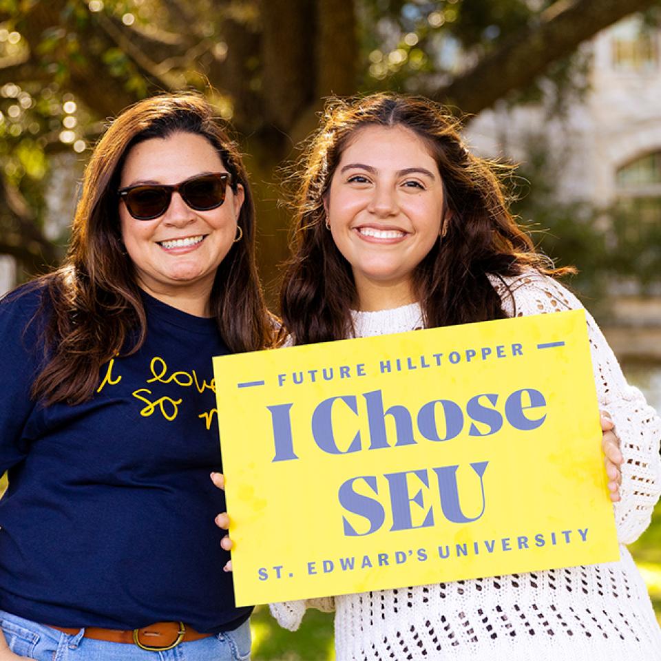 Students celebrating their decision to attend St. Edward's 