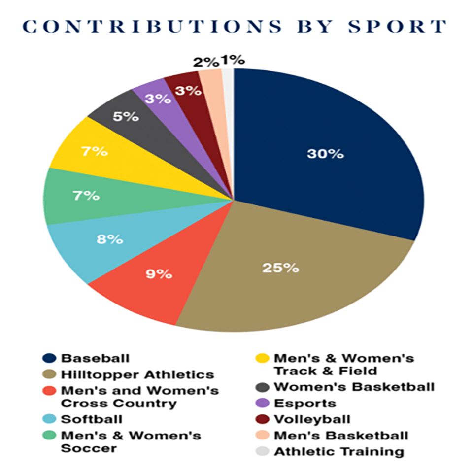 Contributions by sport in percentages