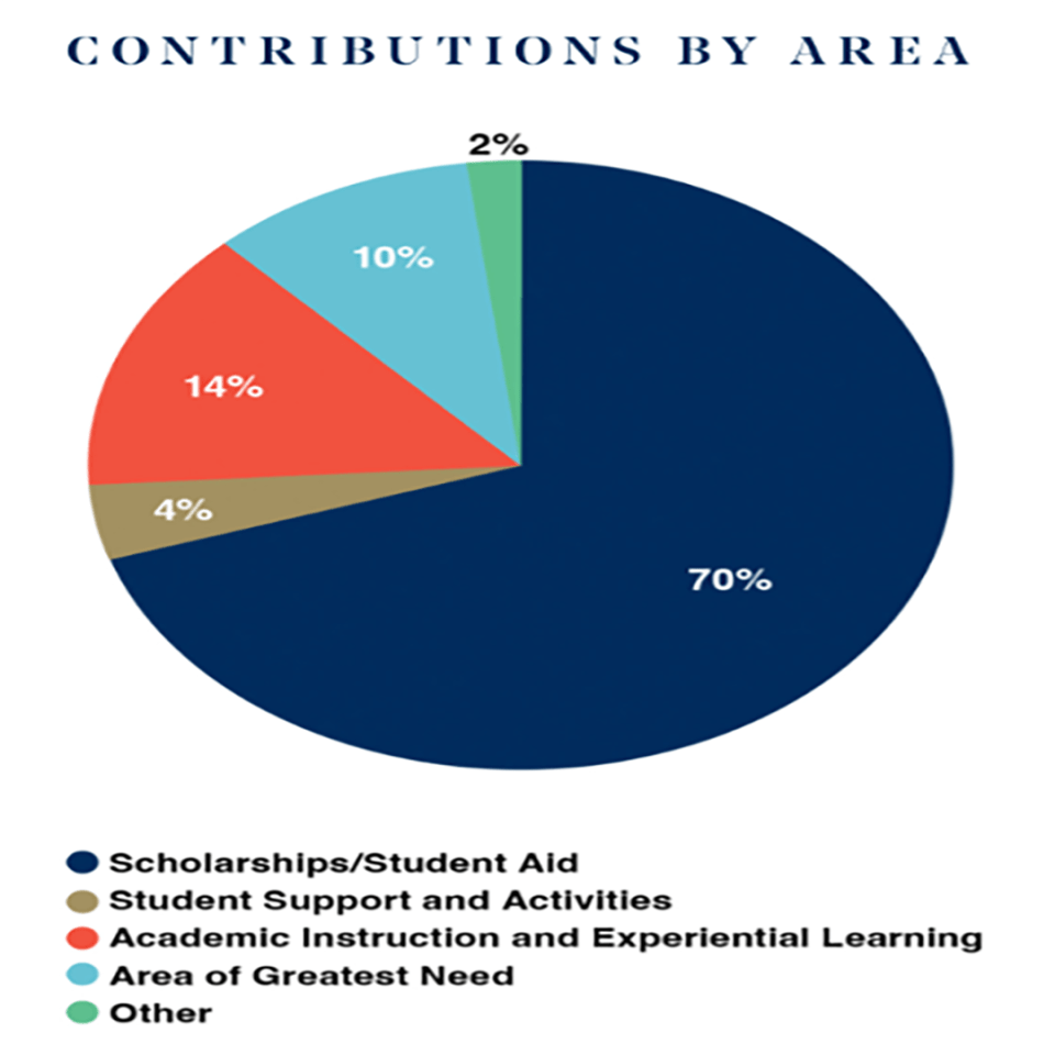 Contributions by area in percentages