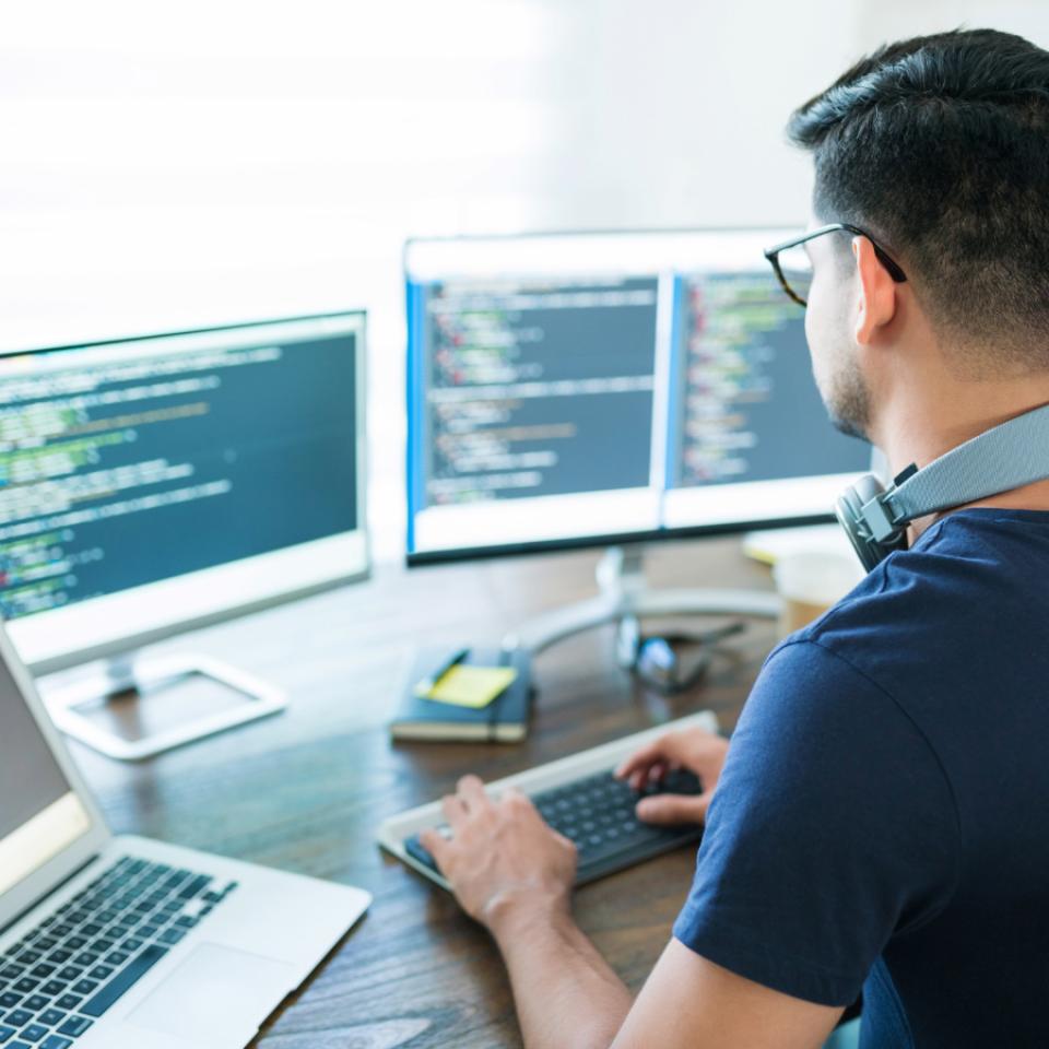 Student working on a coding project under the Austin Coding Academy.