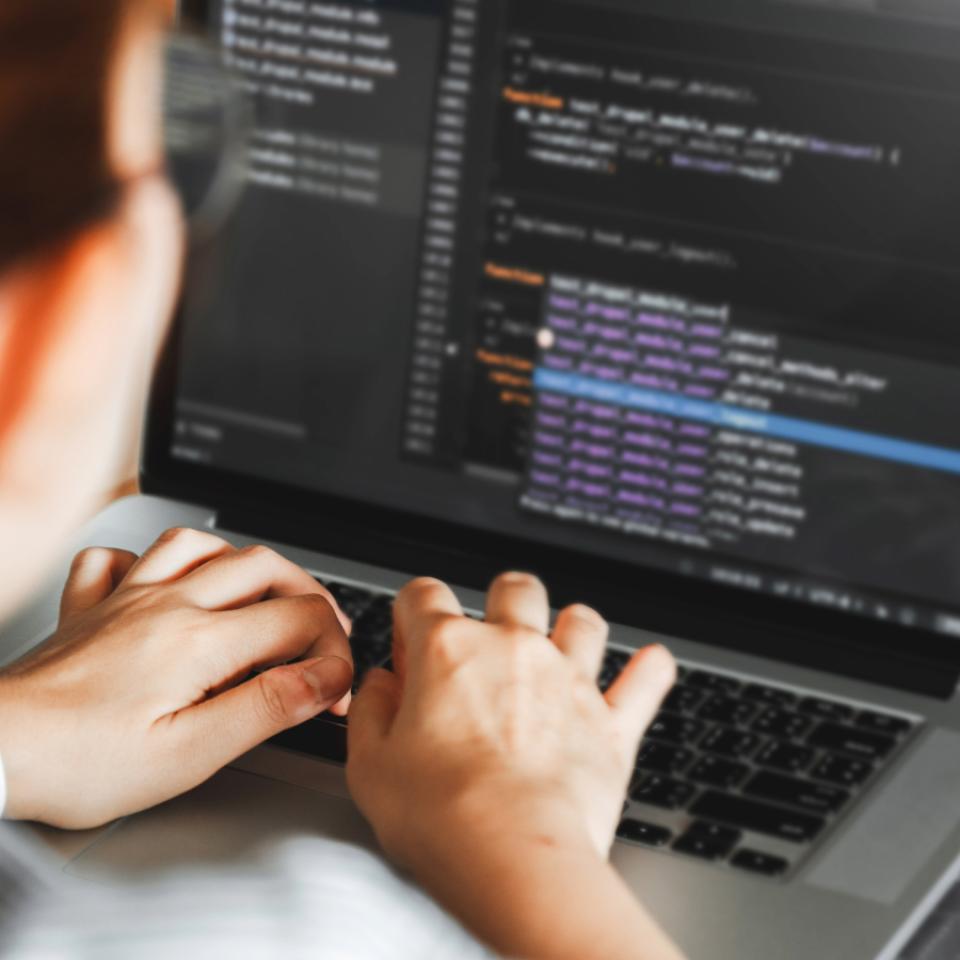 Student working on a coding project under the Austin Coding Academy.