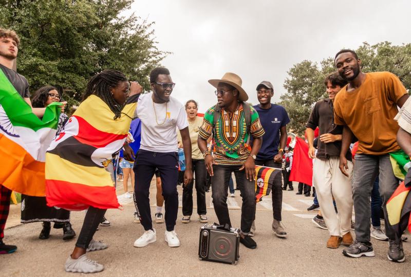 Students celebrating on campus