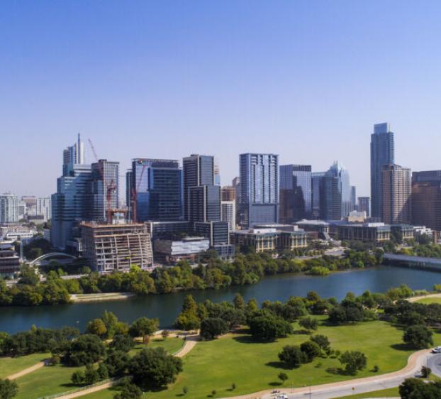 A skyline view of downtown Austin, Texas.