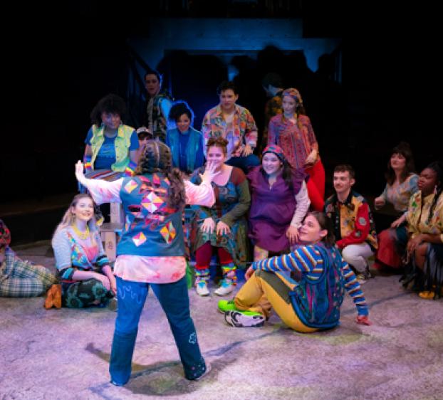 Musical theater students in their performance of Godspell.