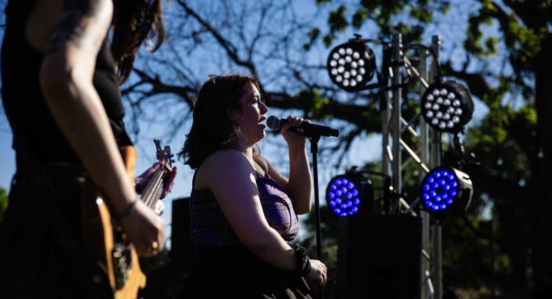 A student band performs at Blues on the Hilltop.