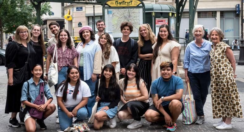 group shot of the students and professors in Paris