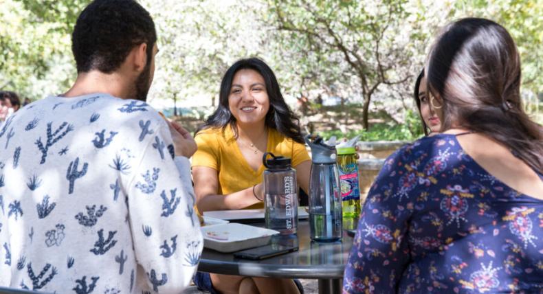 Jovahana Avila meeting with other students