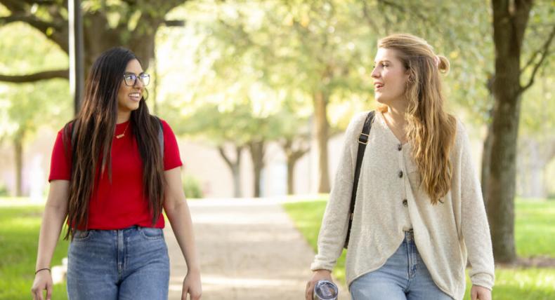 students walking outside