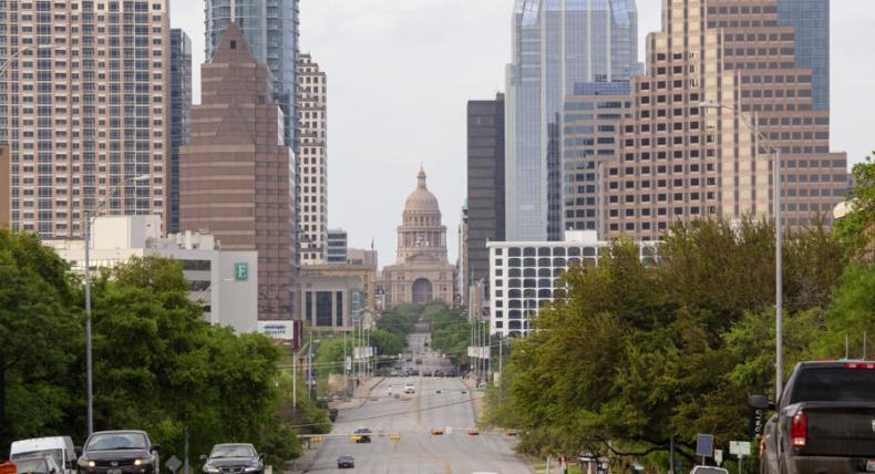 Downtown view of the capital building 