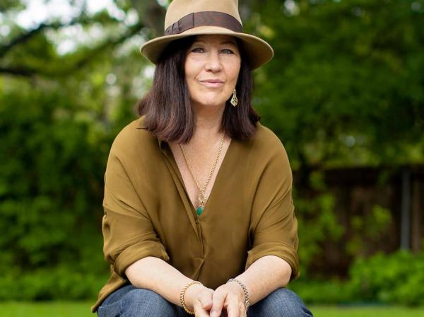 A portrait of Kathy Valentine at her home.