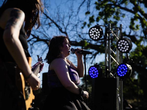 A student band performs at Blues on the Hilltop.