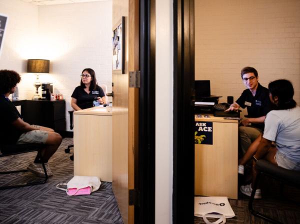 Students meet with their Success Coaches in their Moody Hall offices.