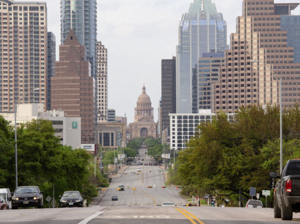 Downtown view of the capital building 