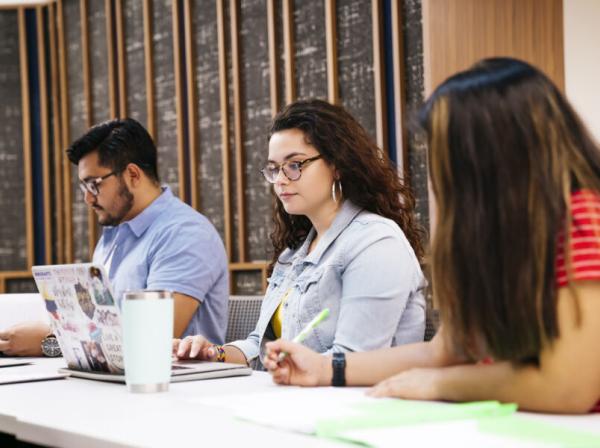 students on their laptops