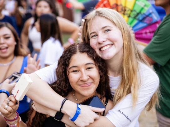 St. Edward's students hanging out together at Anchors events as part of Welcome Days