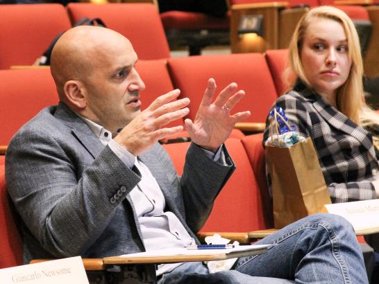 Professors give students feedback during iChallenge on the Hilltop.