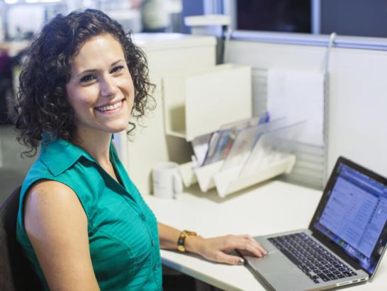 MBA student Layne Cassidy working at Capital Factory.