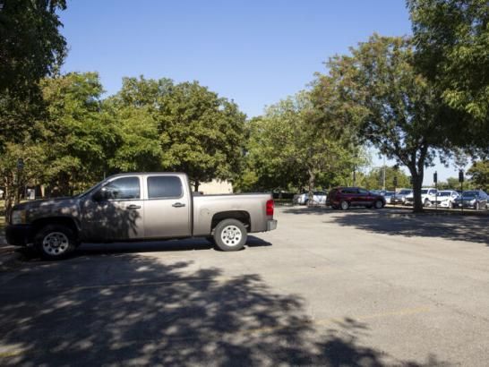 Parked cars on campus