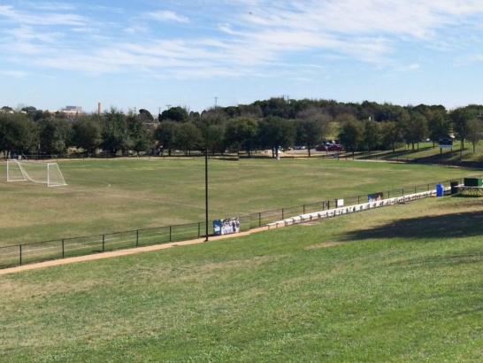 The Lewis Chen Outdoor Track that borders the Lewis Chen Family Field and the soccer pitch at St. Edward's University
