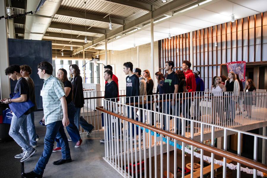 A group of students taking a tour during the Choose SEU event