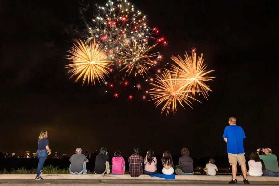 People watch fireworks at Hillfest.