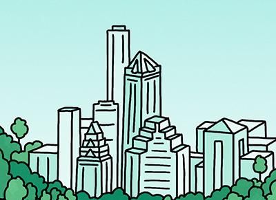 An illustration of the Austin skyline.