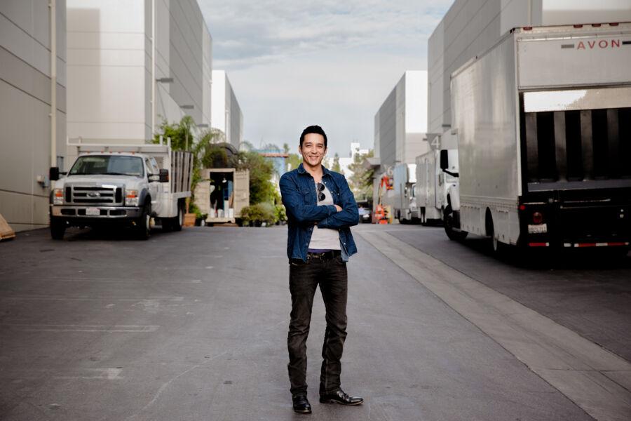 Gabriel Luna standing on a TV studio set