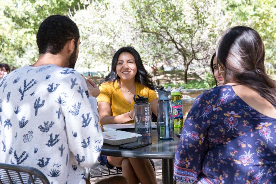 jovahana talking with students