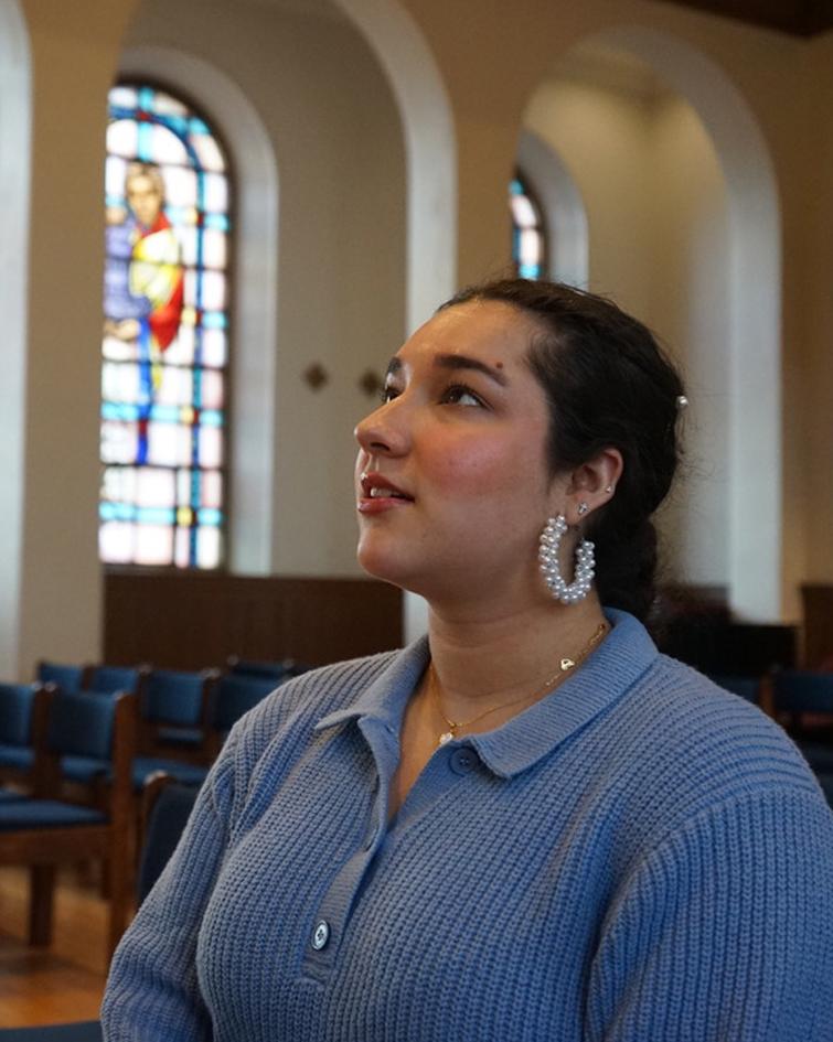 Calista portrait in a church