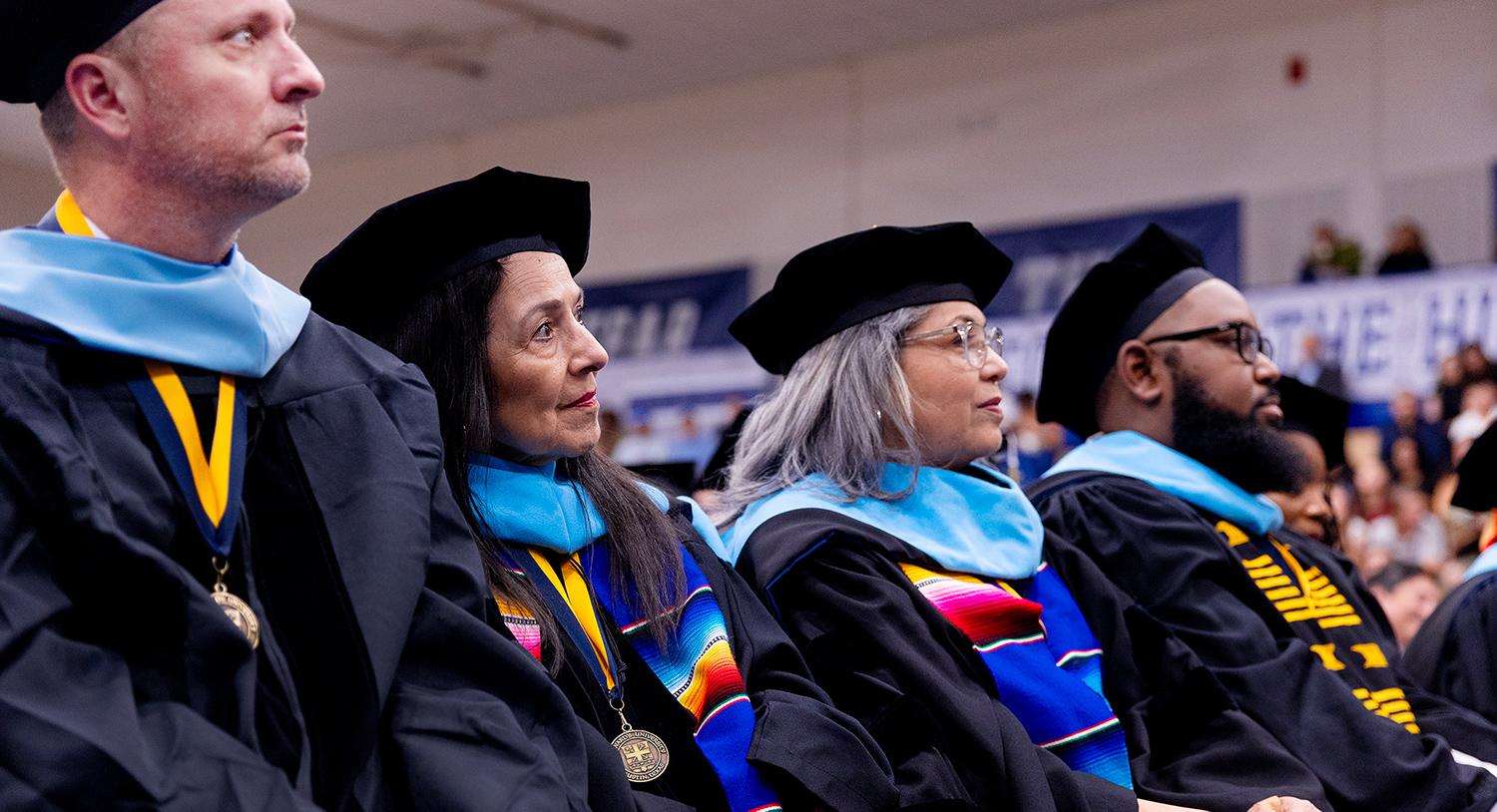 Doctoral students at commencement ceremony