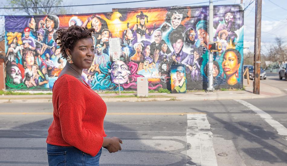 Genevia Kanu walking on the street