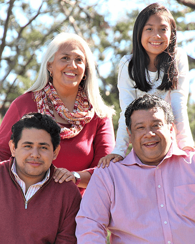 Adam and his parents and sister. 